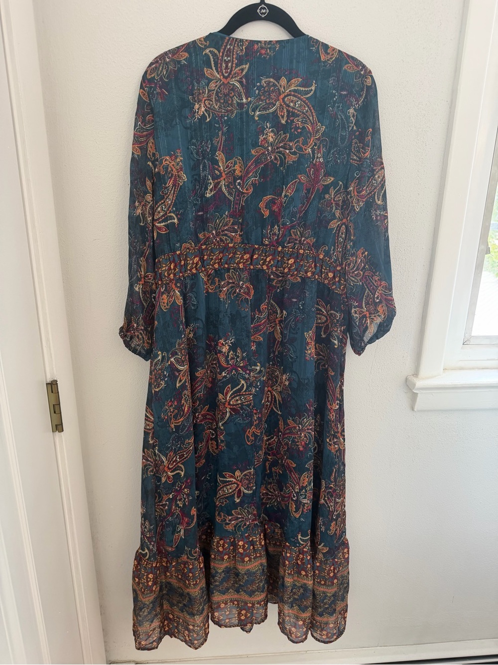 Frye Boho Paisley Maxi Dress in Teal - Picture 5 of 7